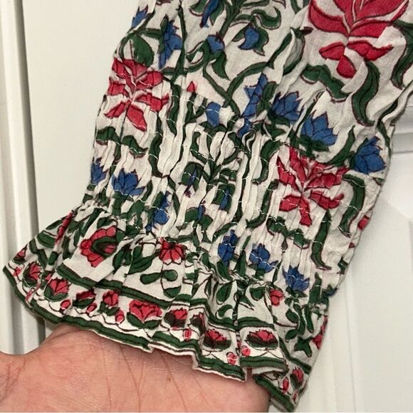 CHARLEE Floral Print Ruffle Collar Boho Tunic Dress - Picture 9 of 12